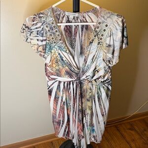 Boston Proper Multicolor V-Neck Blouse